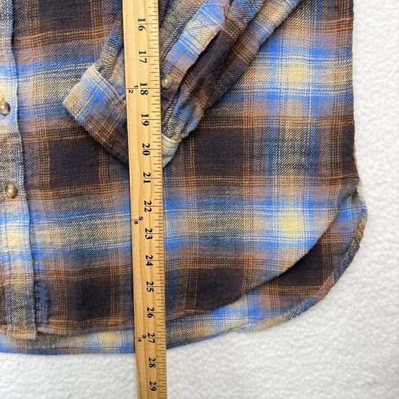 American Eagle Womens SM Plaid Flannel Shirt Boyfriend Grunge Cabincore Western - Picture 9 of 10